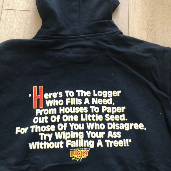NWOT - Gildan Premium Cotton Black Lucky Logger Hoodie - Medium - Picture 7 of 16